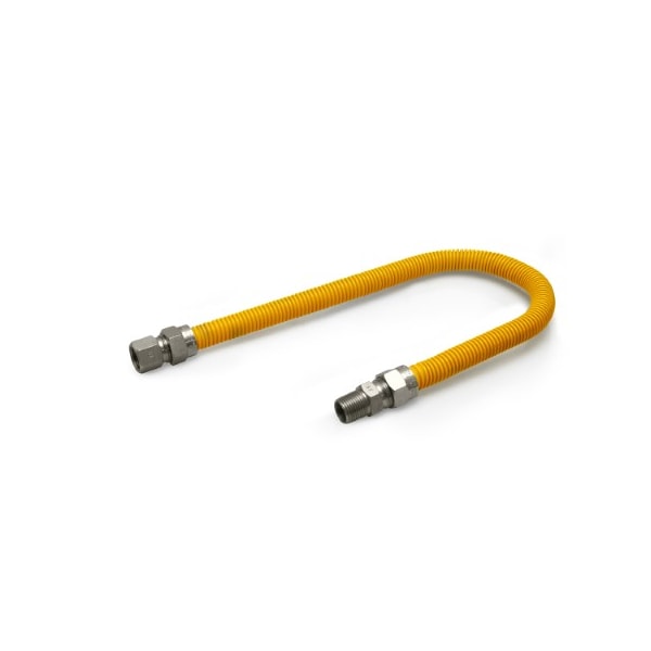 Flextron Gas Line Hose 1'' O.D.x18'' Len 3/4" FIPx3/4" MIP Fittings Yellow Coated Stainless Steel Flexible FTGC-YC34-18P - main
